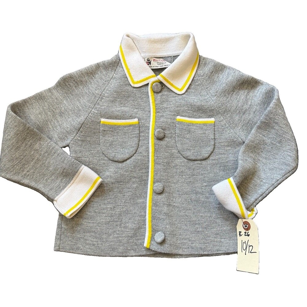 Vtg Gino Paoli Italian Knit Unisex Kids Grey Jacket Sony Pictures Costume 1970s